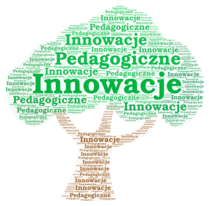 Napis innowacje pedagogiczne w kształcie drzewa