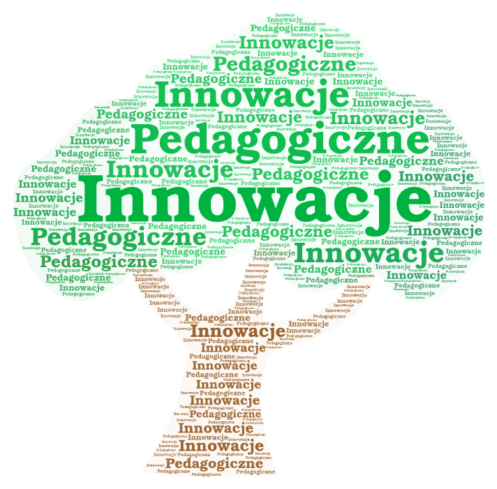 Napis innowacje pedagogiczne w kształcie drzewa