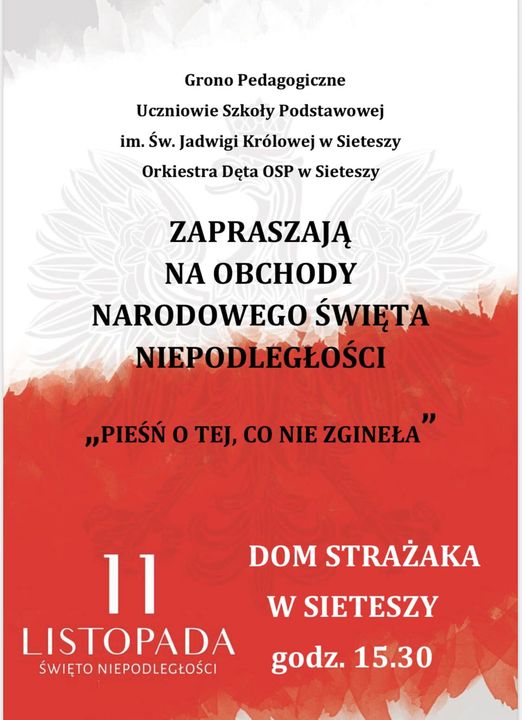 Plakat - Zaproszenie na obchody Narodowego Święta Niepodległości