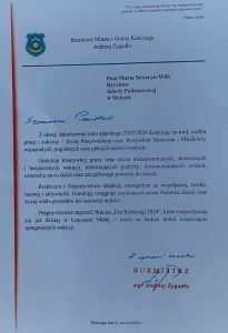 Skan pisma Burmistrza Miasta i Gminy Kańczuga