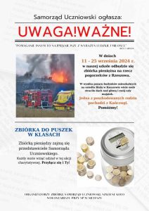 Plakat informacyjny nt. Zbiórki dla pogorzelców z Rzeszowa