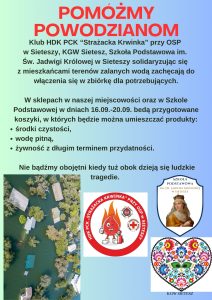 Plakat informacyjny Pomóżmy powodzianom