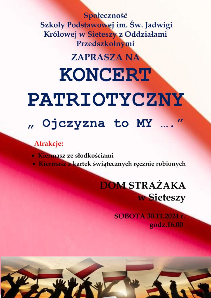 Plakat informacyjny Koncert Patriotyczny.