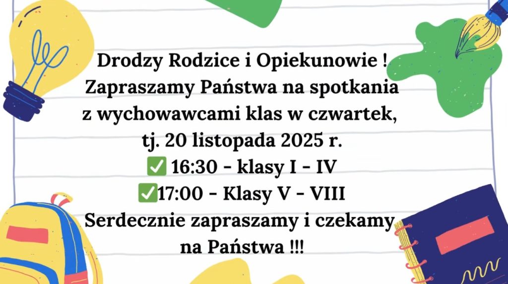 Plakat informujący o wywiadówce.