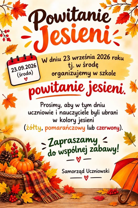 Plakat informacyjny powitanie jesieni